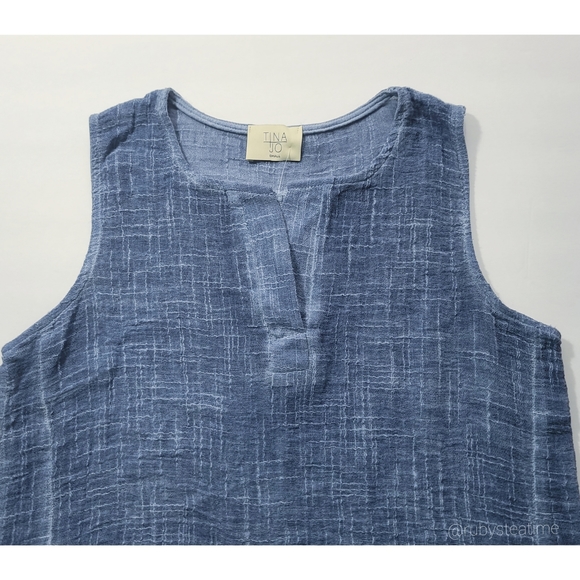 ANTHROPOLOGIE Tina + Jo Sleeveless Pullover Tunic, Side Slits, Lightweight Gauzy - Picture 4 of 8